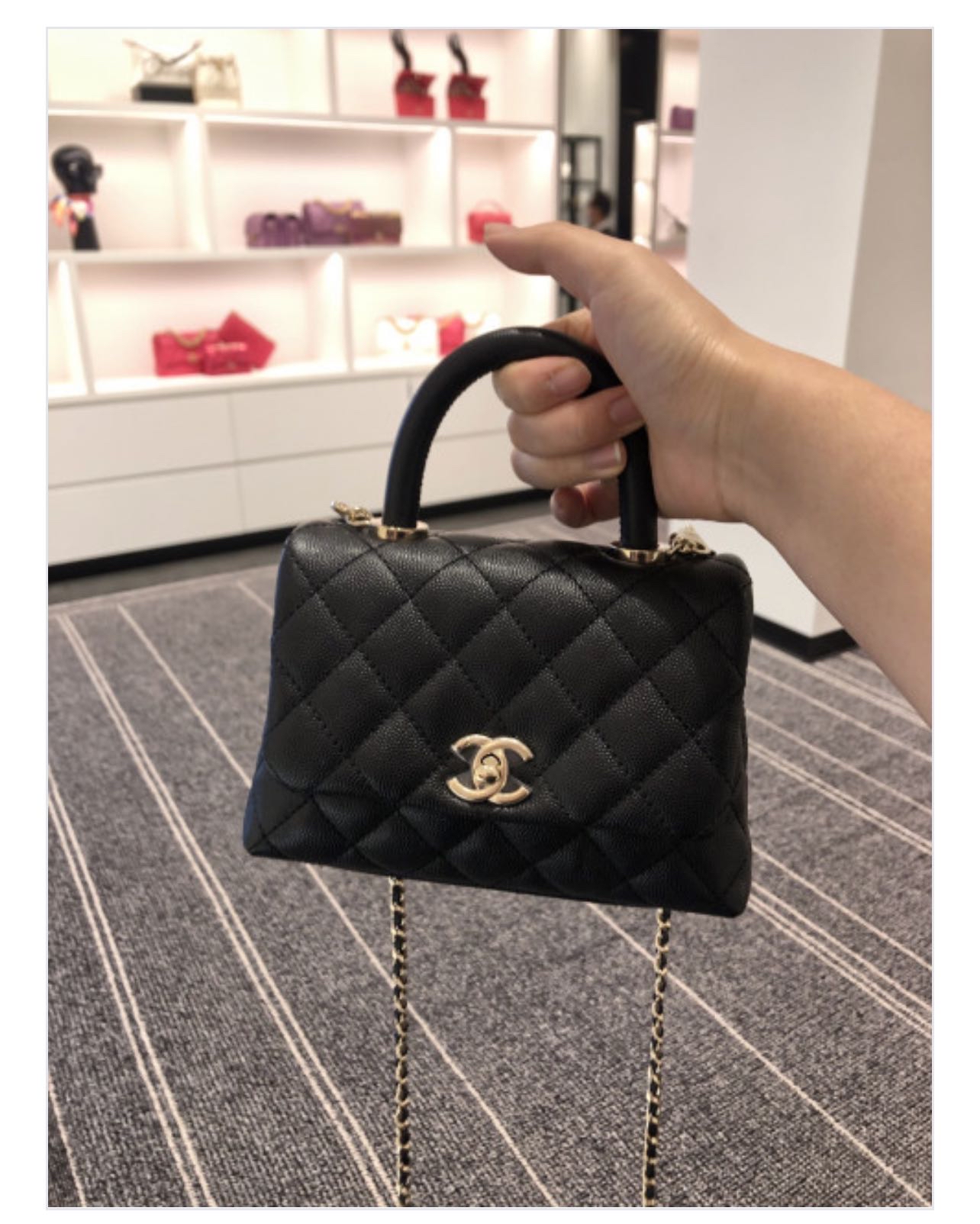 CHANEL 샤넬 미니 코코 핸들 가방 클래식 미니백 블랙 검정 캐비어 AS2215